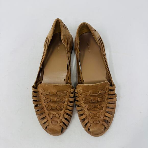Nisolo Tan Leather Huarache Sandals Size 10 Woven Flats Boho Chic Natural - Picture 4 of 10